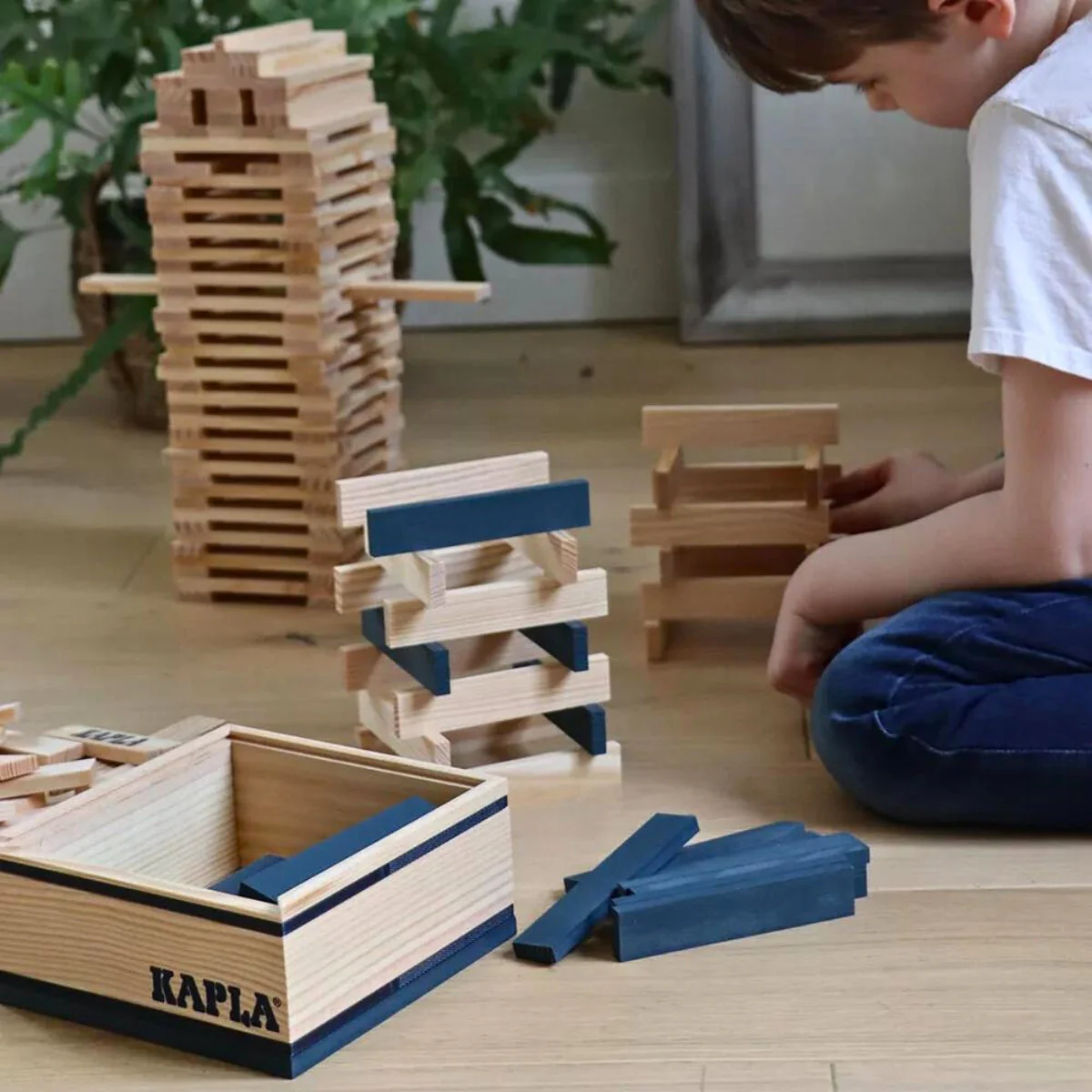 KAPLA Blocks Building Planks - 40 Dark Blue Set - Wooden Case - Image 3