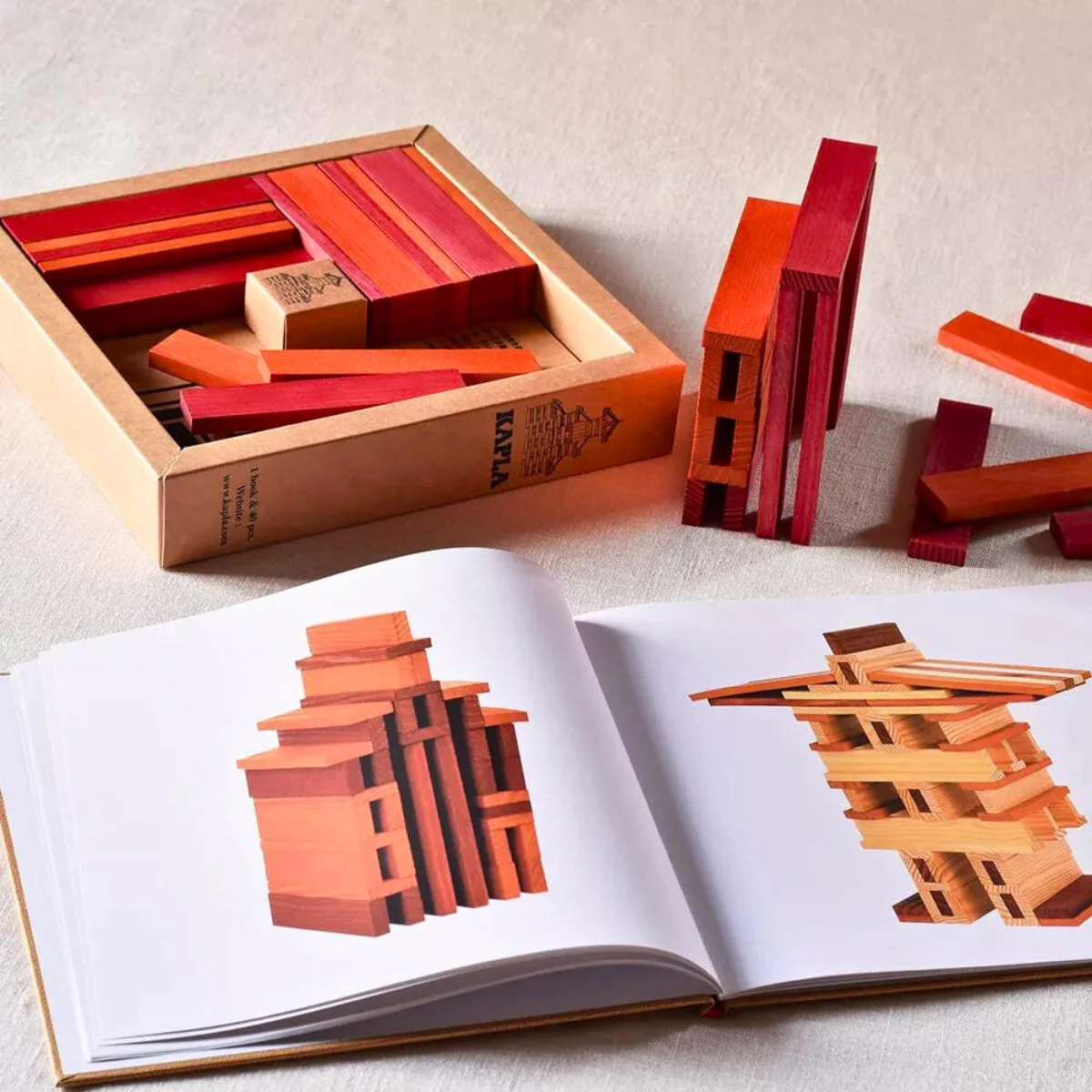 KAPLA Blocks Building Planks & Art Book - 40 Red & Orange Set - Box - Image 2