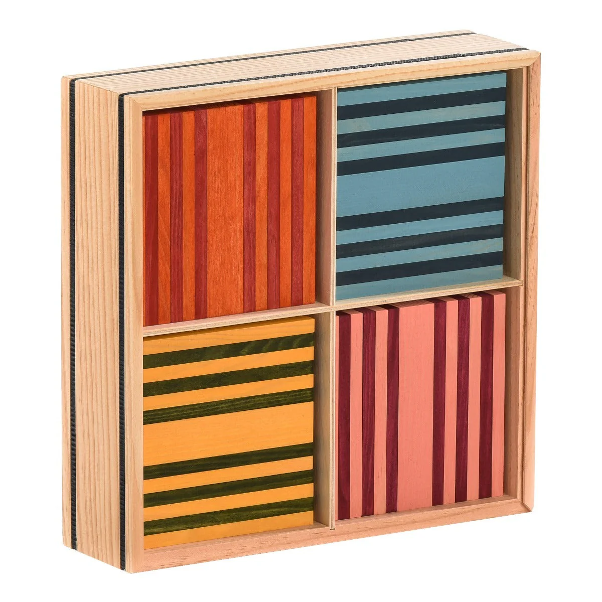 KAPLA Blocks Building Planks - 100 Octocolour Set - Wooden Case