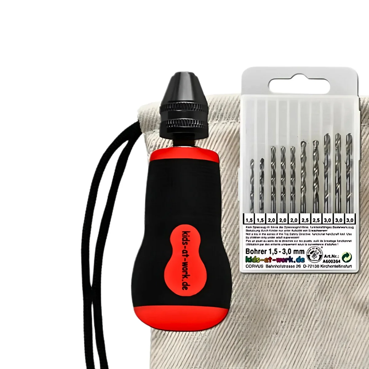 Kids at Work Small Hand Drill & Drill Bit Set - 4mm - Image 2