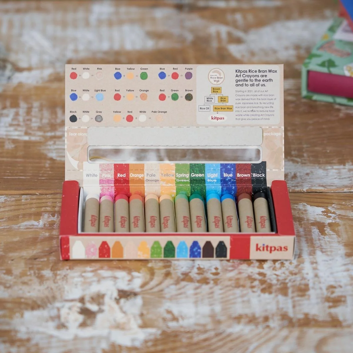 Kitpas Medium Stick Rice Wax Crayons 12 Colours - Image 3
