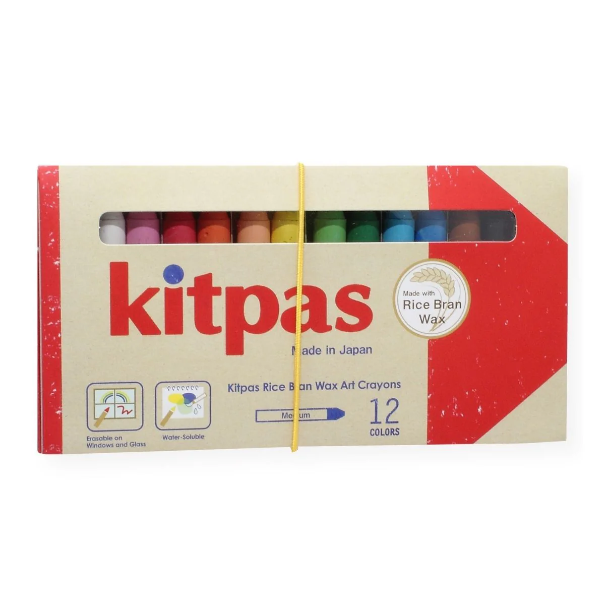 Kitpas Medium Stick Rice Wax Crayons 12 Colours - Image 4