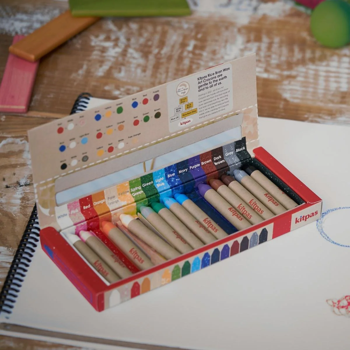 Kitpas Medium Stick Rice Wax Crayons 16 colours - Image 2