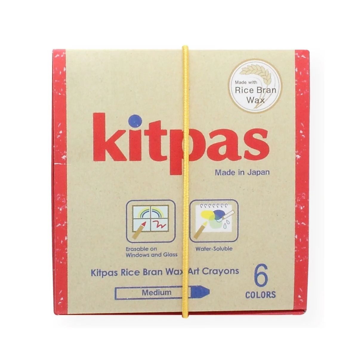 Kitpas Medium Stick Rice Wax Crayons 6 Colours - Image 3
