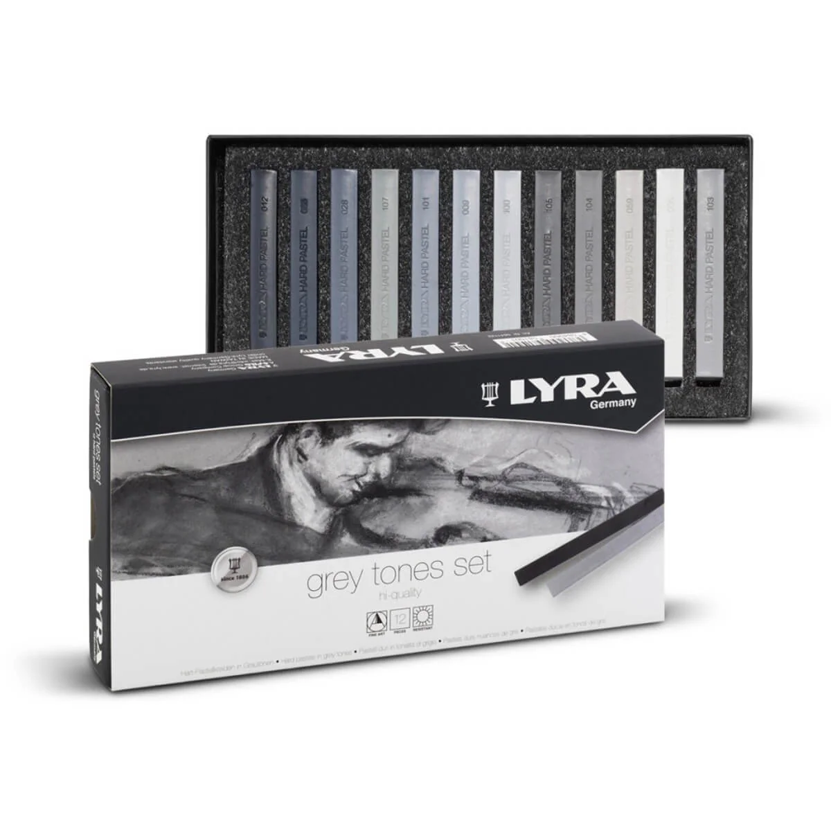 LYRA Polycrayon Pastels Soft Grey Tones Set - 12 Colours