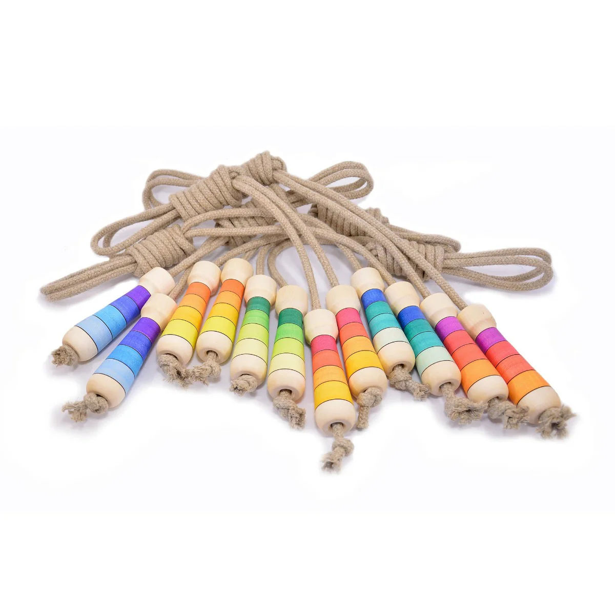 Mader Skipping Rope for Older Children (from 1.4m body height, adjustable) - Coloured Handle Linen Rope