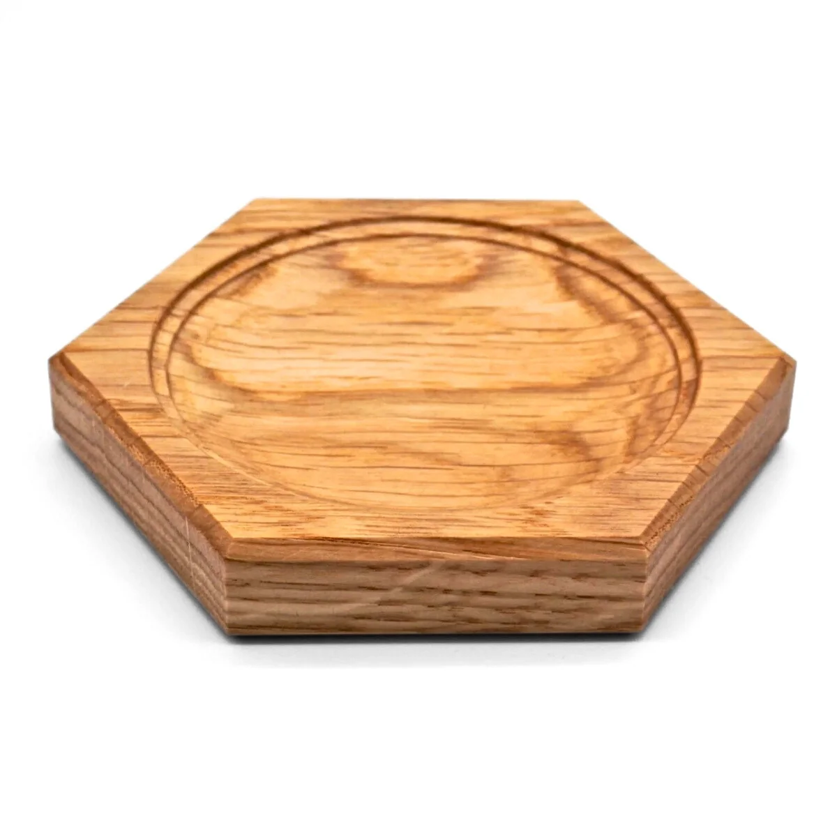 Mader Wooden Plate for Spinning Tops - Hexagonal, Oak 11cm