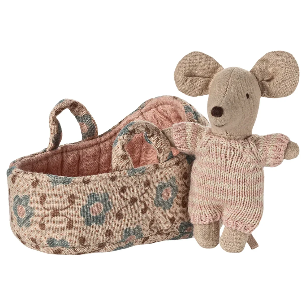 Maileg Baby Mouse in Carry Cot - Rose (2025)