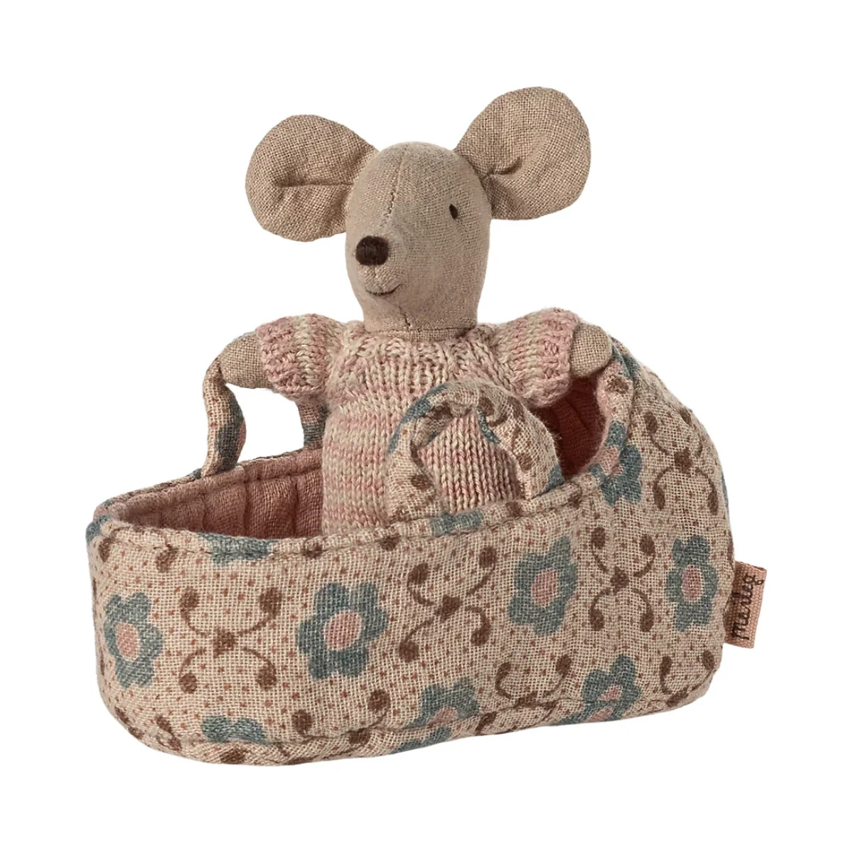 Maileg Baby Mouse in Carry Cot - Rose (2025) - Image 2