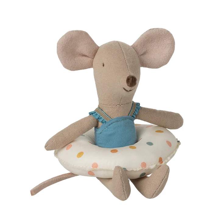 Maileg Beach Mouse Little Sister with Float Multi Dot (2025) - Image 2