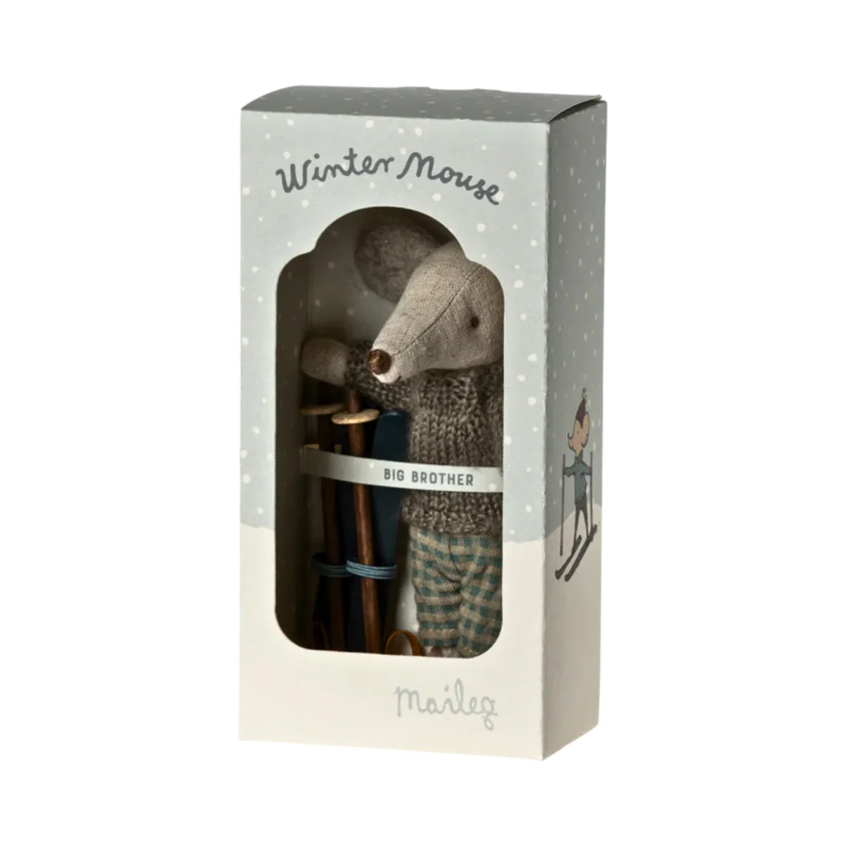 Maileg Winter Mouse with Skis - Big Brother (2023) - Retired Product - Image 3