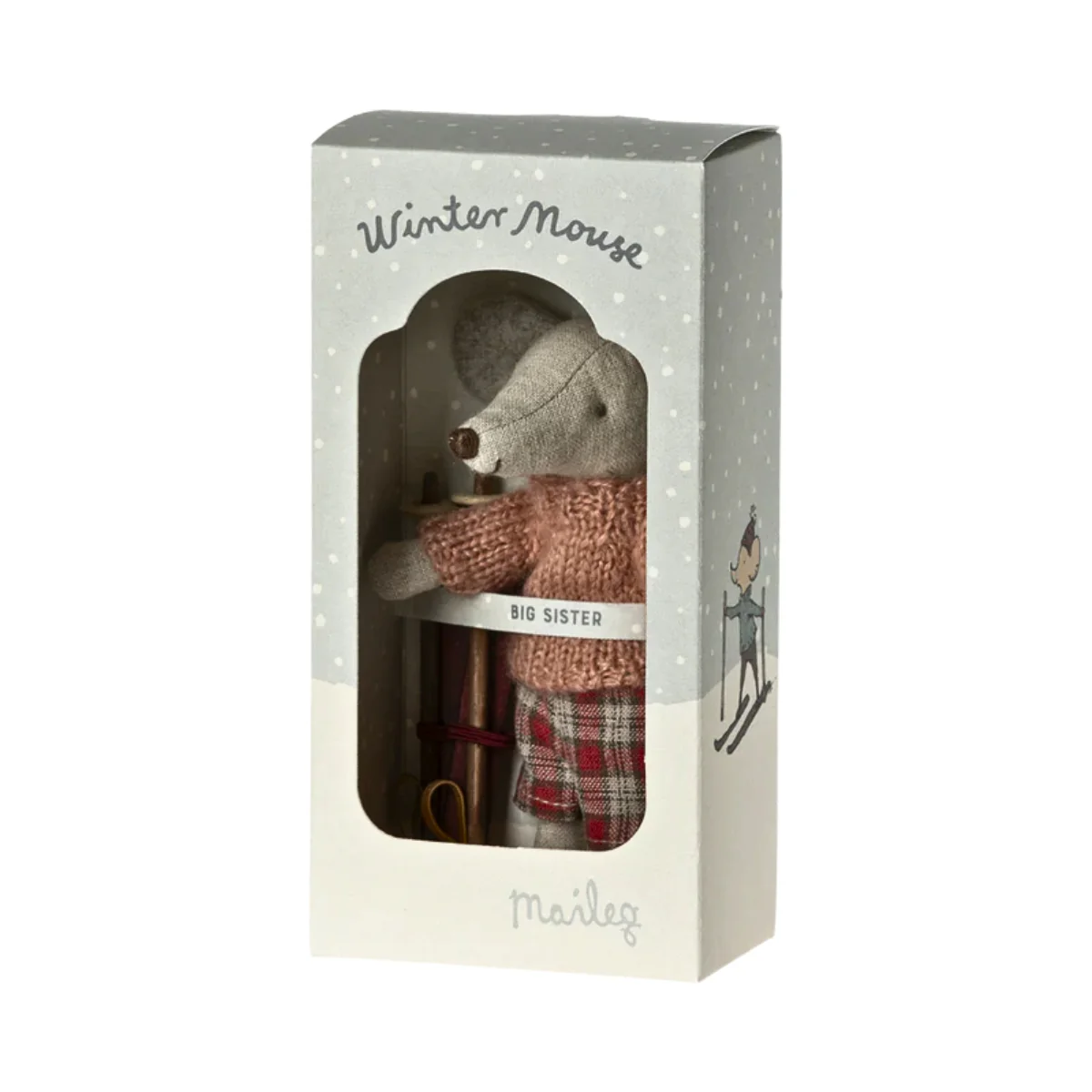 Maileg Winter Mouse with Skis - Big Sister (2023) - Retired Product - Image 3