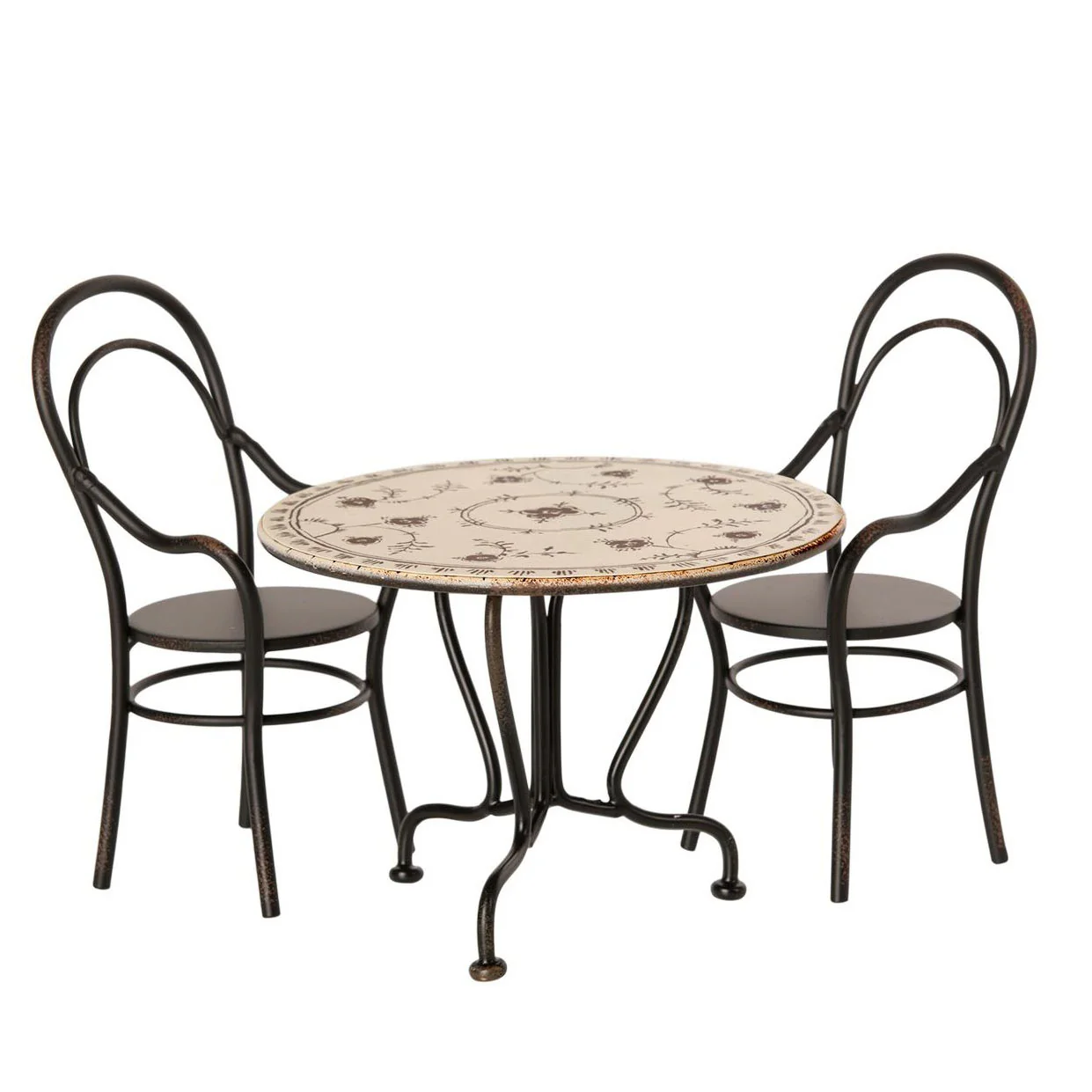 Maileg Dining Table Set with 2 Chairs for Mouse - Black - Retired Product