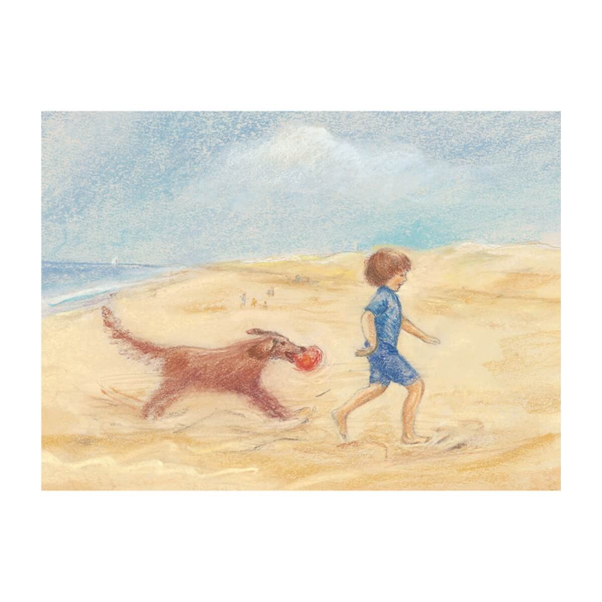 Postcards - Dog with Ball, pack of 5 cards