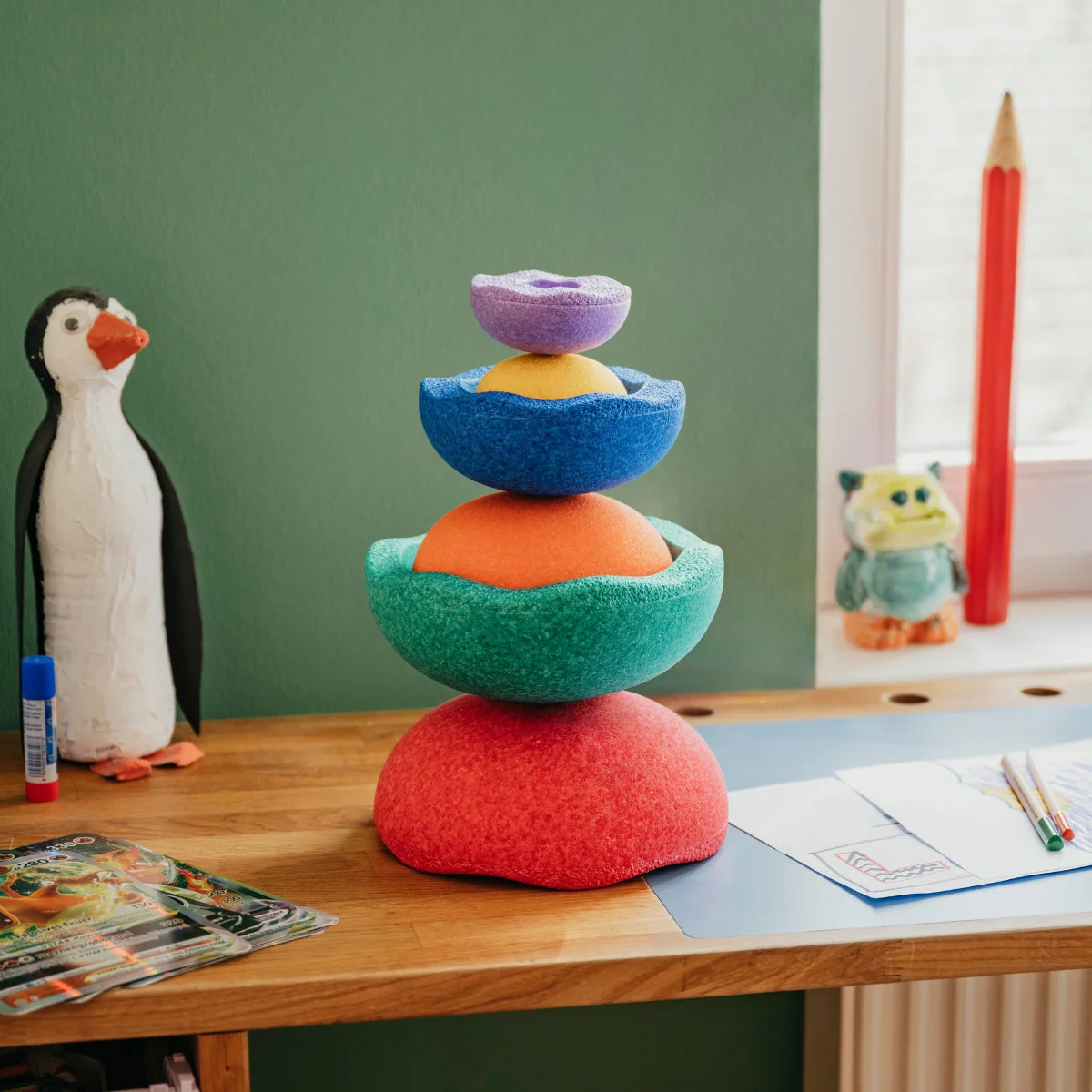 Stapelstein Balance Stepping Stones - Inside, Set of 6, Rainbow Classic - Image 7