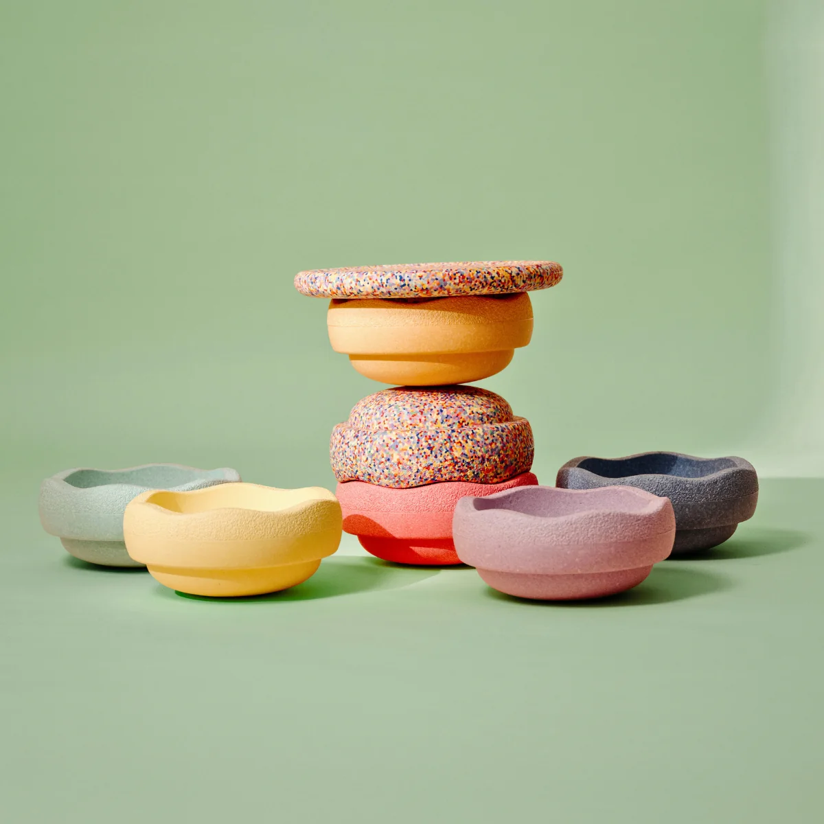 Stapelstein Balance Stepping Stones - Original + Board Combination, Set of 8, Rainbow Pastel Complete - Image 3
