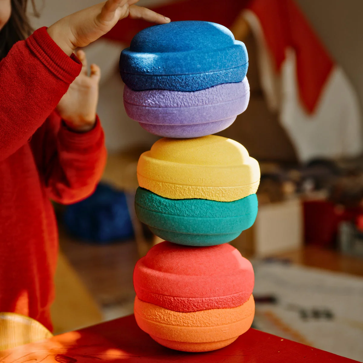 Stapelstein Balance Stepping Stones - Original Mini, Set of 6, Rainbow Classic - Image 2