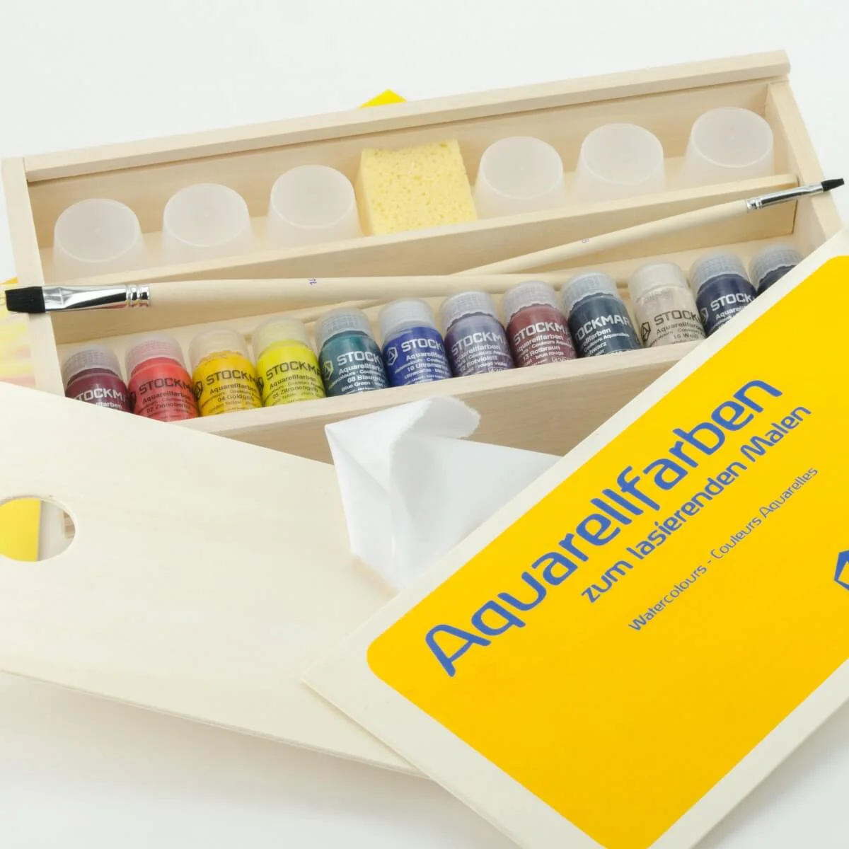STOCKMAR Aquarelle Watercolours 12x20 ml in Wooden Box with accessories - Image 3