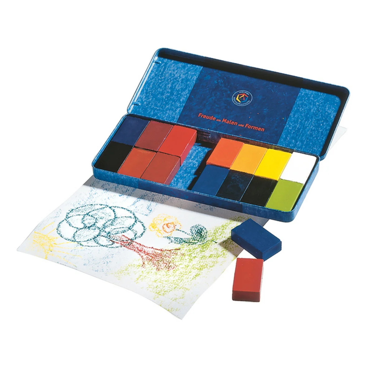 STOCKMAR Wax Block Crayons - 16 Blocks in Tin, Extended Standard Mix - Image 3