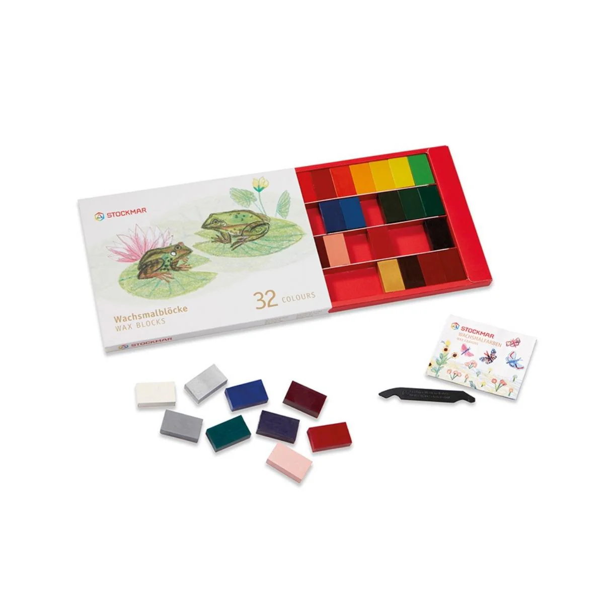 STOCKMAR Wax Crayon Blocks - 32 Blocks in Cardboard Gift Display Box