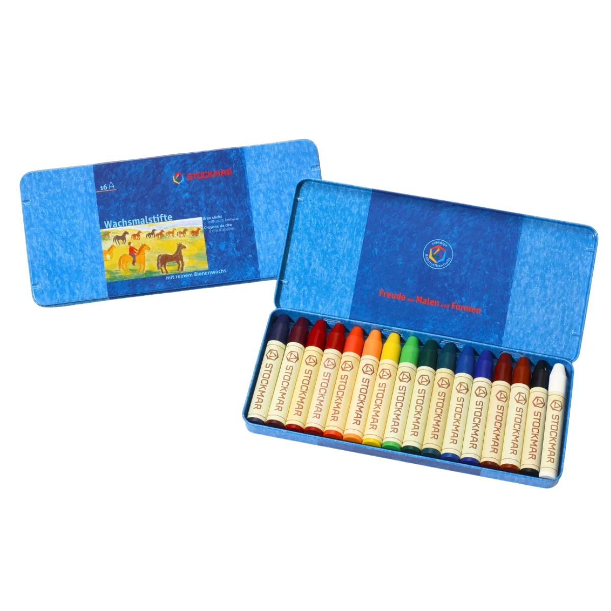 STOCKMAR Wax Stick Crayons - 16 Sticks in Tin, Extended Standard Mix - Image 4