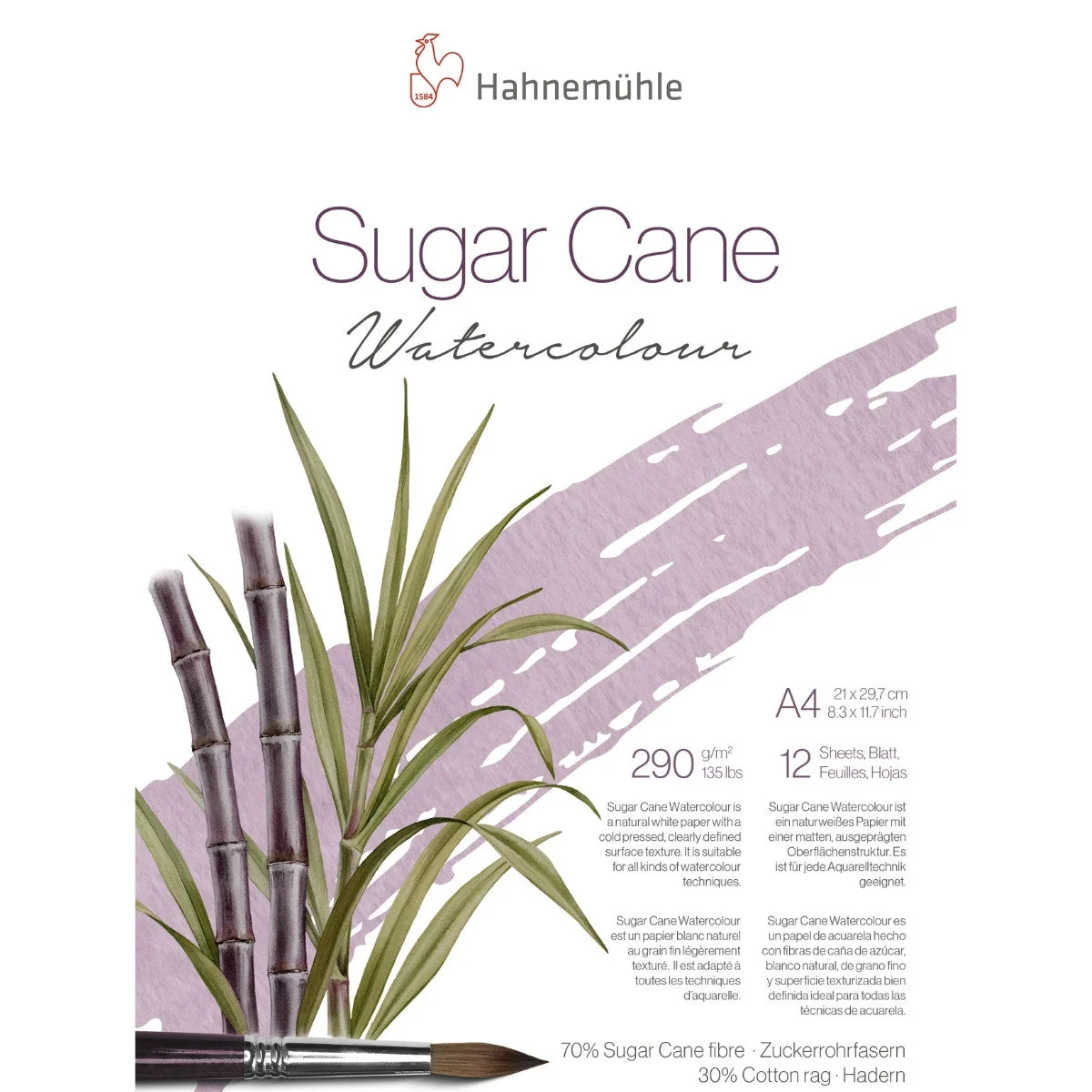Hanneman Sugar Cane Watercolour Paper Pad 290sm - 12 sheets - A4 or 24x32cm - Image 2