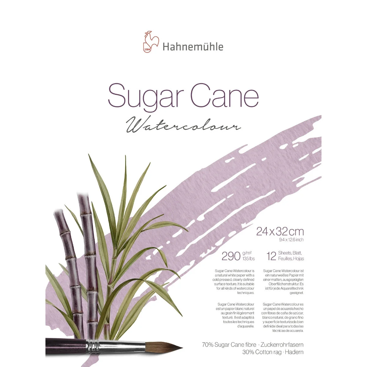 Hanneman Sugar Cane Watercolour Paper Pad 290sm - 12 sheets - A4 or 24x32cm - Image 3