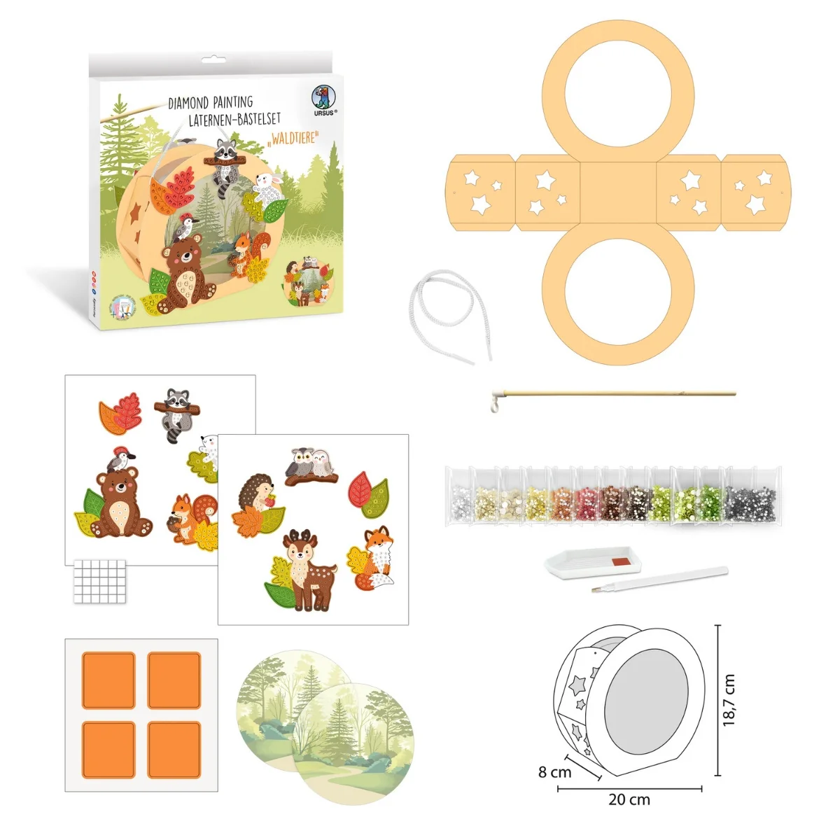 URSUS Diamond Painting Paper Lantern Kit - Forest Animals - Image 2