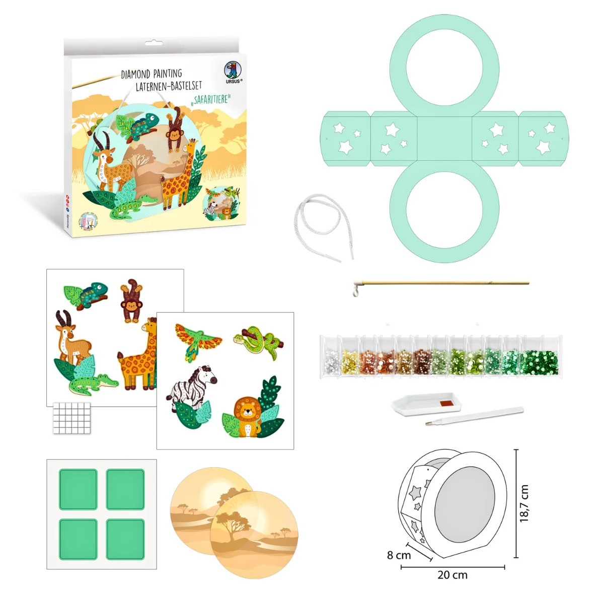 URSUS Diamond Painting Paper Lantern Kit - Safari Animals - Image 2