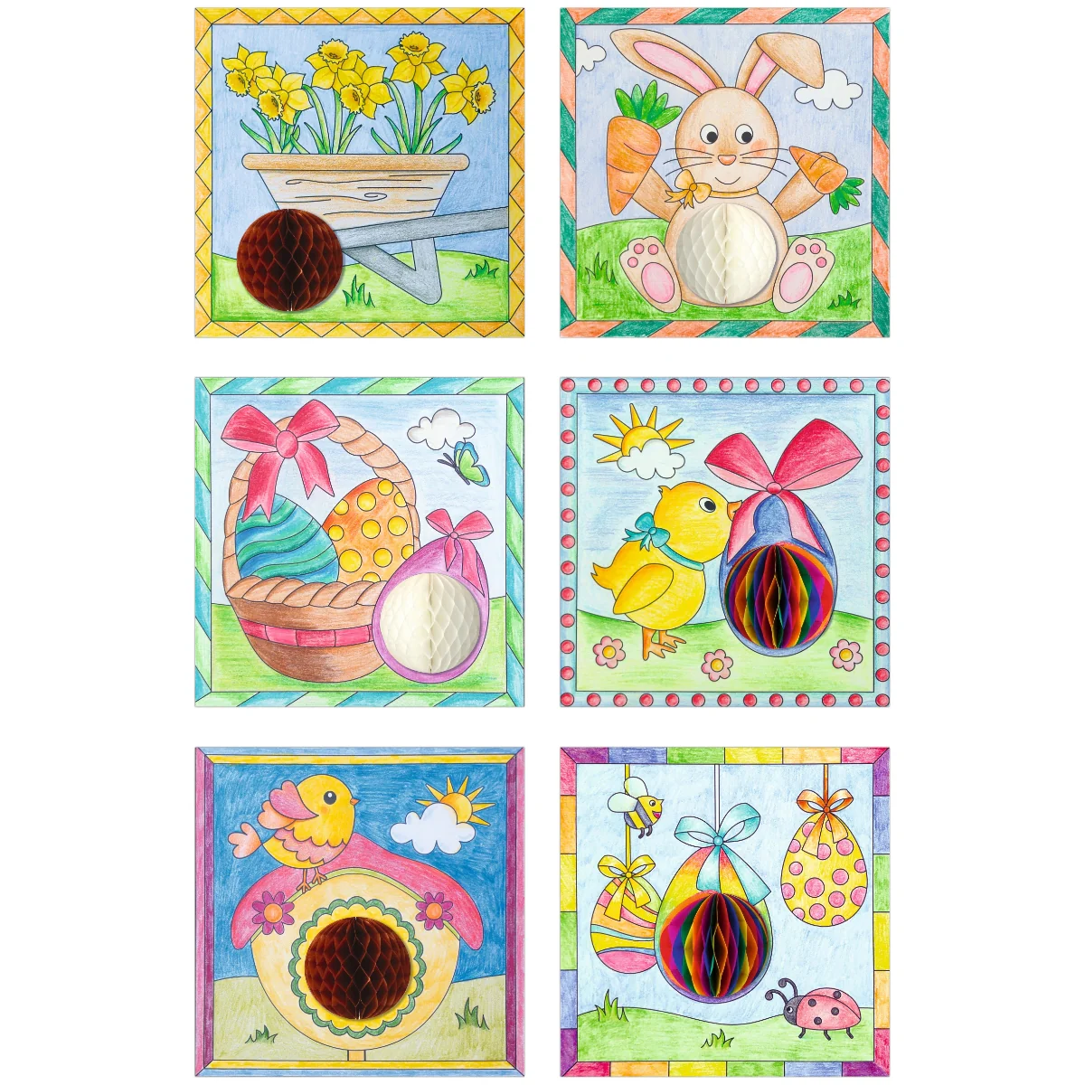 URSUS Colouring Pages with 3D Honeycomb Ball - 6 Sheets - Spring