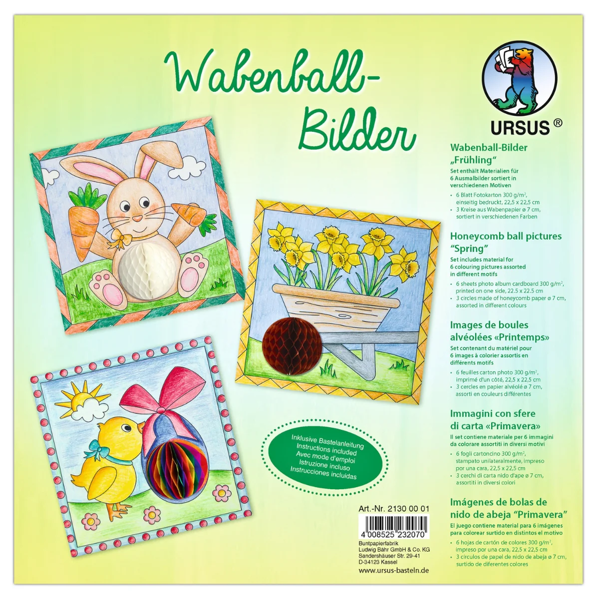 URSUS Colouring Pages with 3D Honeycomb Ball - 6 Sheets - Spring - Image 8