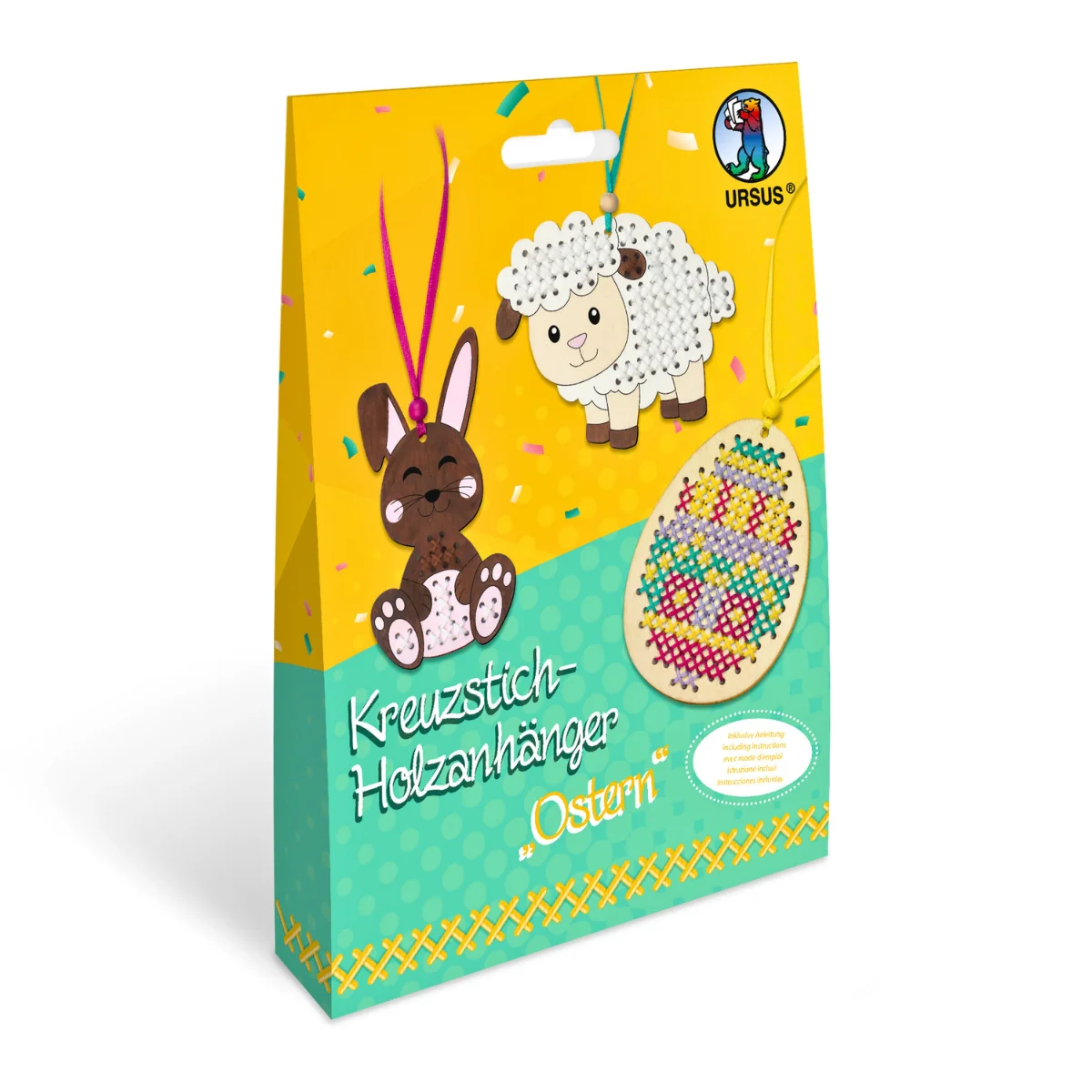 URSUS Make Your Own Cross Stitch - Set of 3 - Easter Decorations - Image 2
