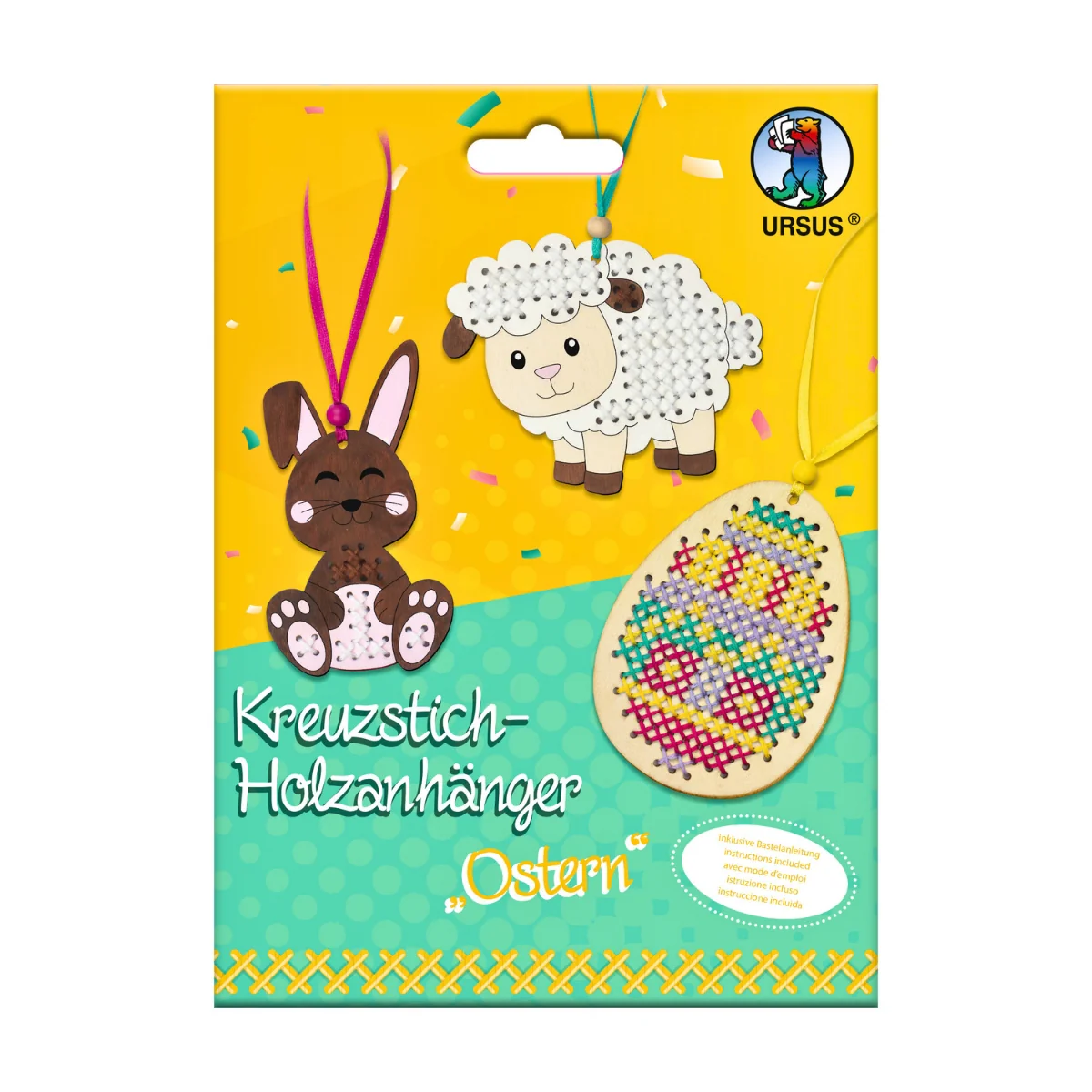 URSUS Make Your Own Cross Stitch - Set of 3 - Easter Decorations - Image 3