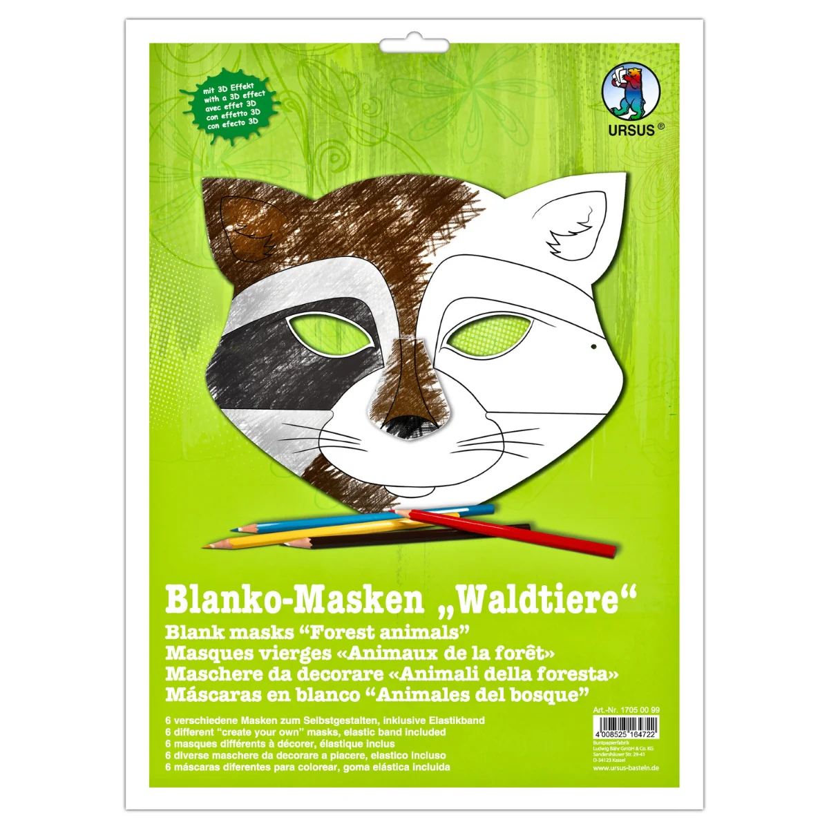 URSUS Paper Masks Kit - Set of 6 - Forest Animals