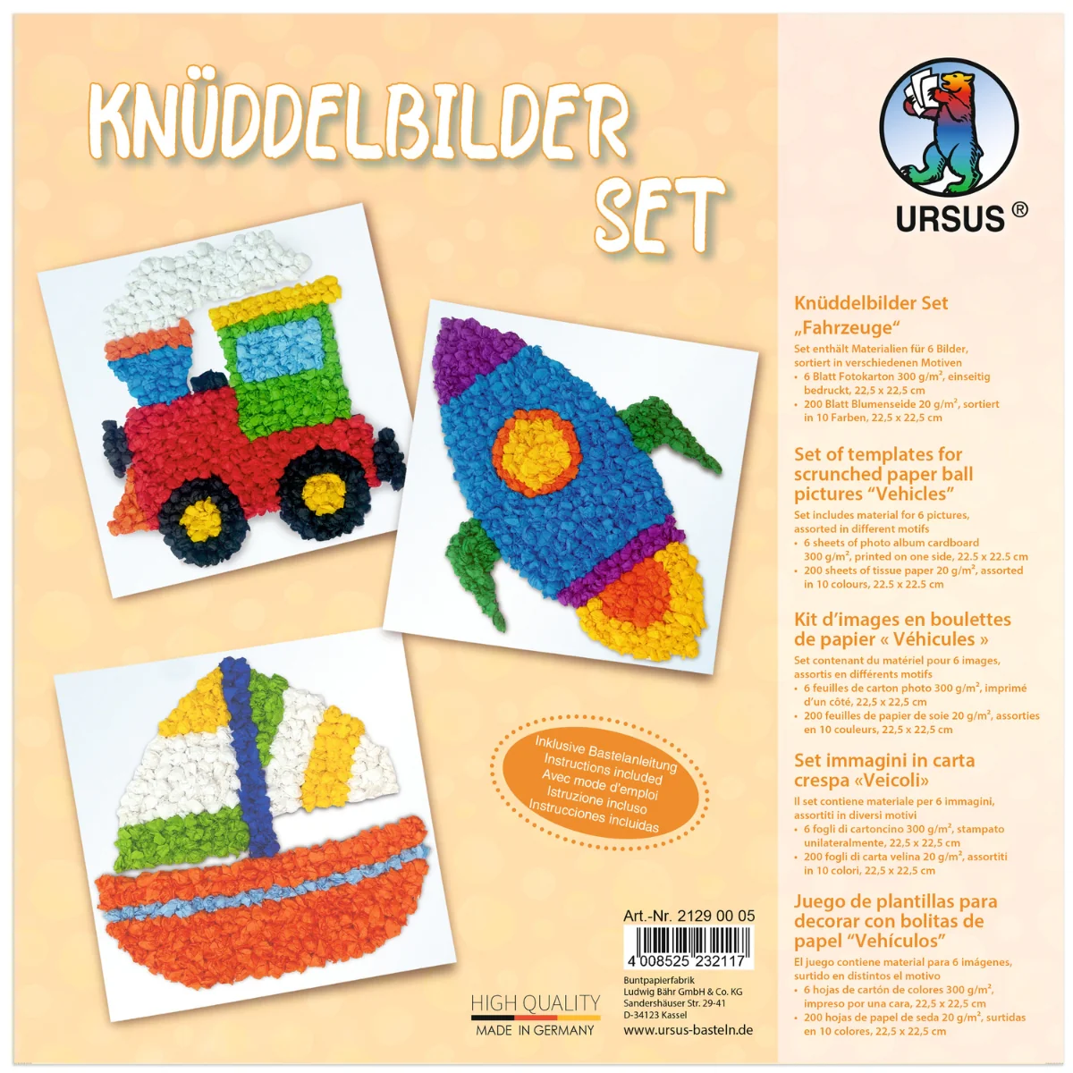 URSUS Scrunched Tissue Picture Kit - Set of 6 - Vehicles - Image 9
