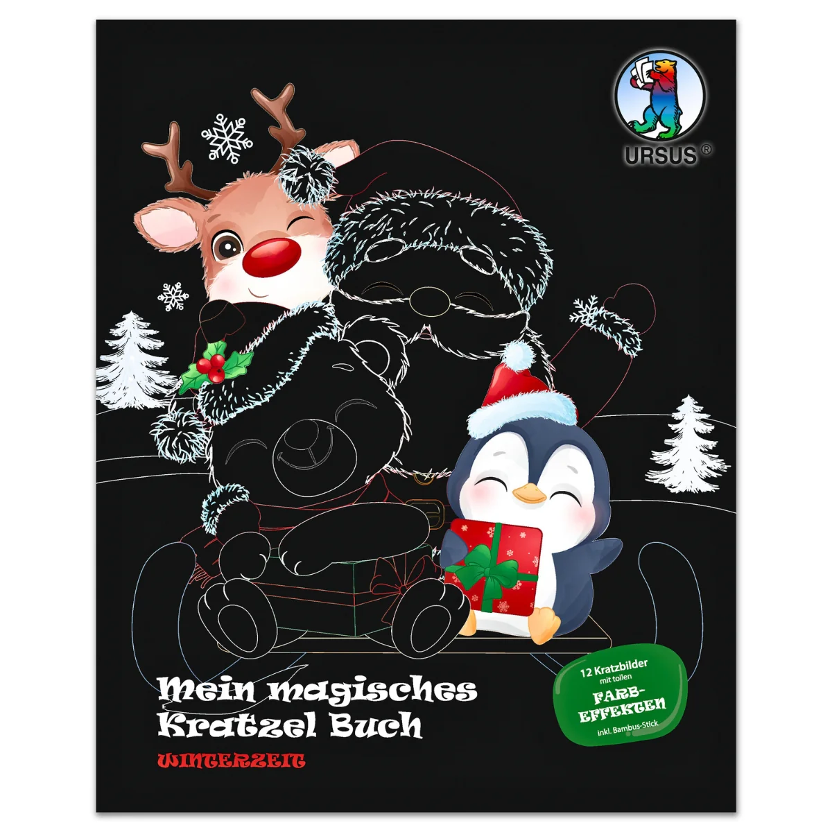 URSUS Scratch Art with Colouring Pages - 12 Sheets - Christmas Winter - Image 2