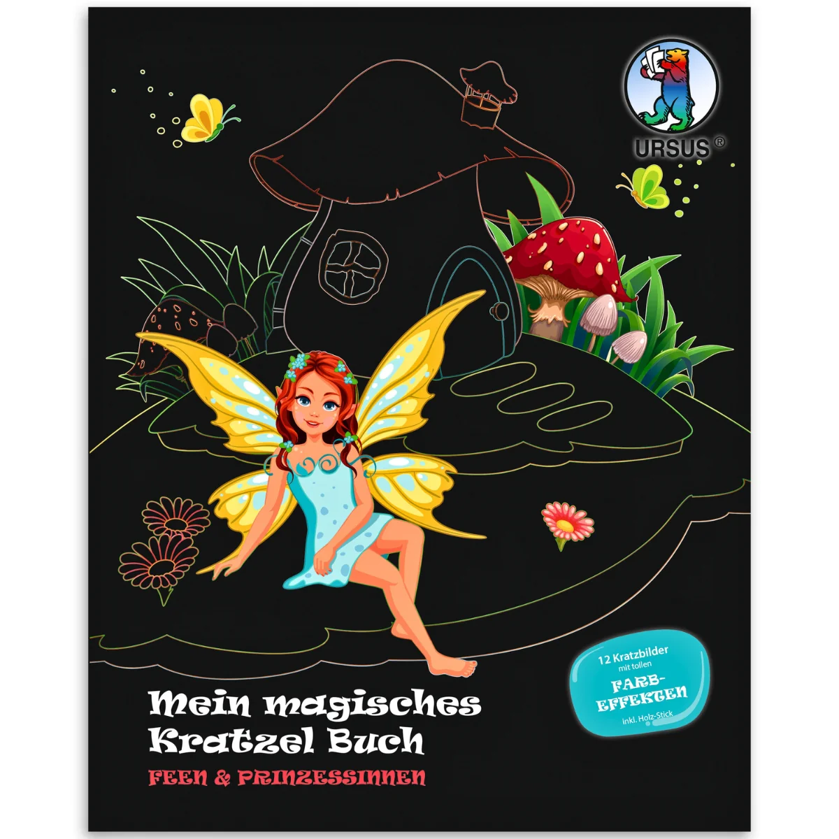 URSUS Scratch Art with Colouring Pages - 12 Sheets - Fairies & Princesses - Image 2