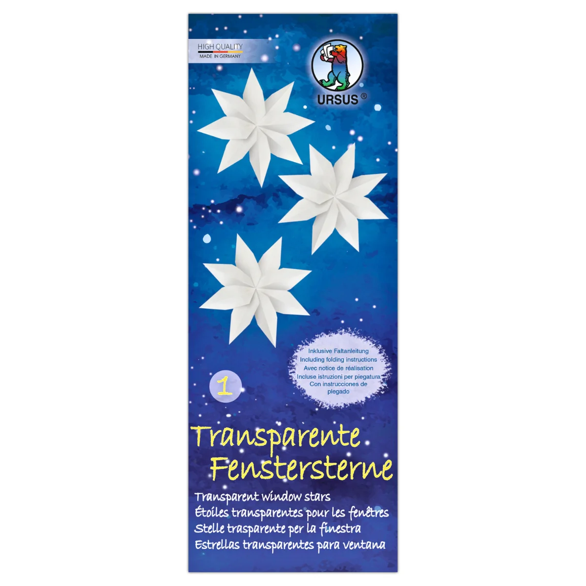 URSUS Window Star Folding Paper with Instructions - 80 Sheets 6x16cm - White - Image 2