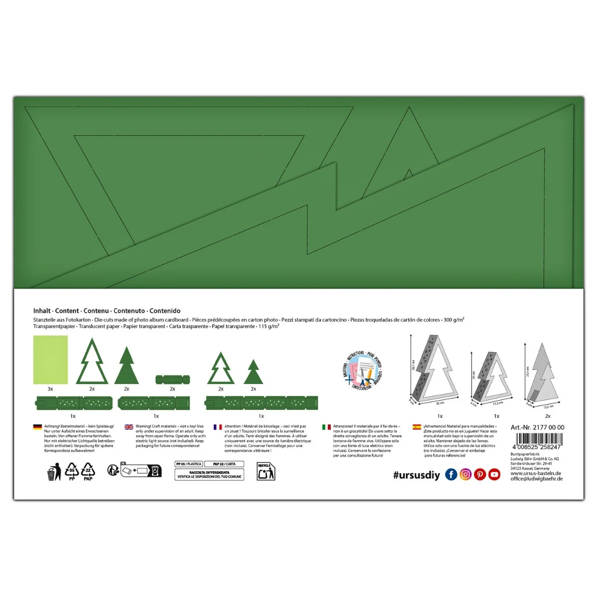 URSUS Paper Lantern Kit - Set of 2 - Christmas Tree - Image 3