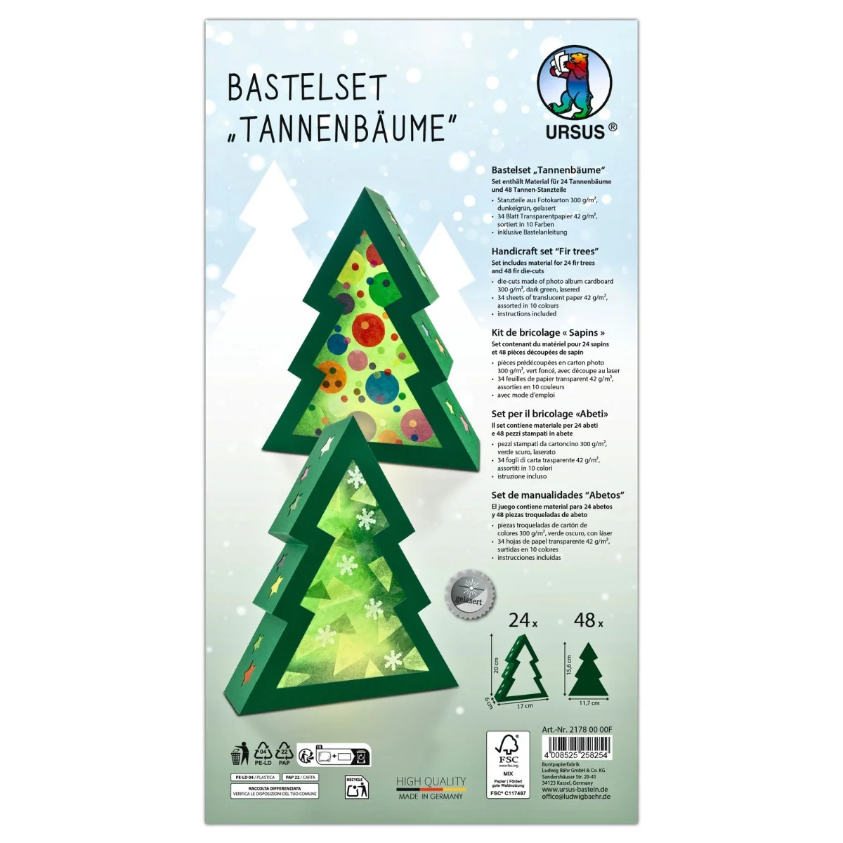 URSUS Paper Lantern Kit - Set of 24 - Christmas Tree, Multicoloured - Image 4