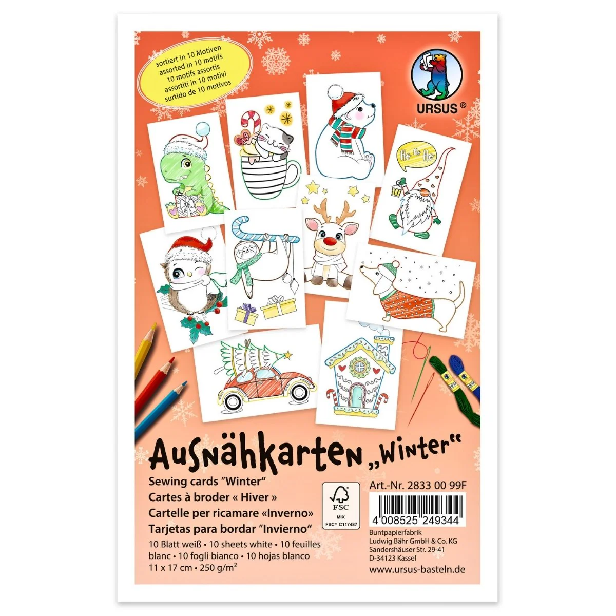 URSUS Sewing Card Templates - Set of 10 - Winter